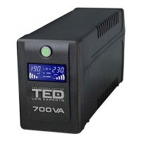 UPS TED Electric 700VA / 400W cu 2 iesiri schuko si display LCD TED-700